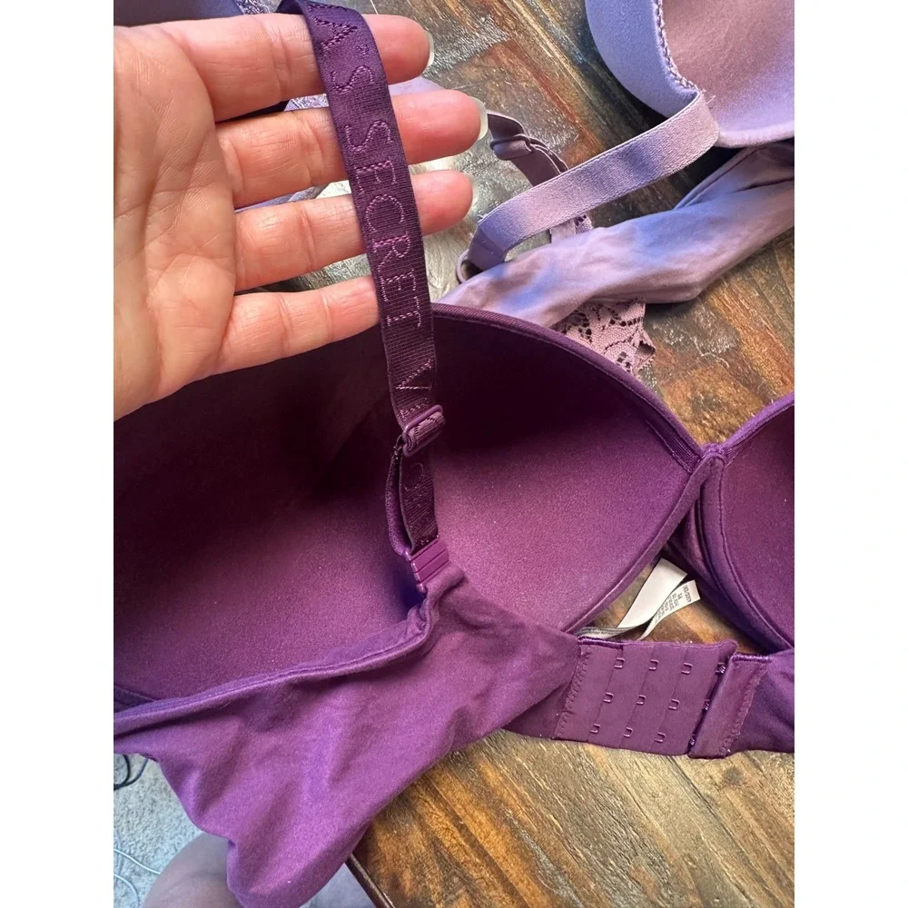 Victoria's Secret Body By Victoria 40DD Bra Bundle Wireless Racerback Purple 2pk